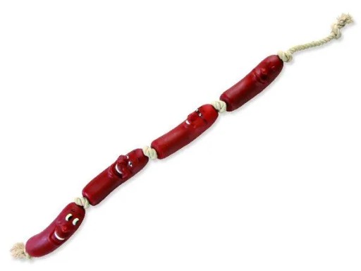 Klobásky na šnúrke, sťahovák, hračka pre psa, 70 cm