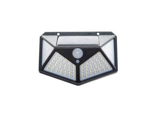 Solárne nástenné svietidlo, pohybový senzor súmraku, 100LED, fasáda