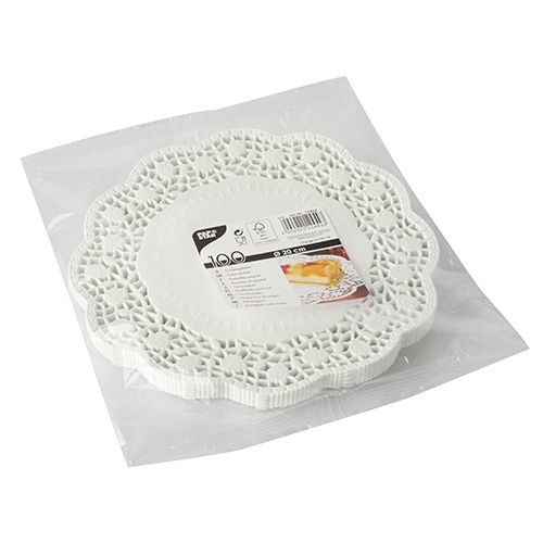 Obrúsky ažúrové papierové základy, ozdobné na tortu, okrúhla torta 20 cm