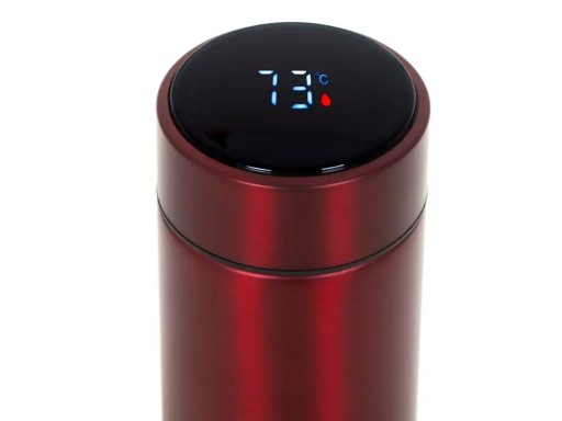 Termoska termohrnček na fľašu smart LED 500ml bordová
