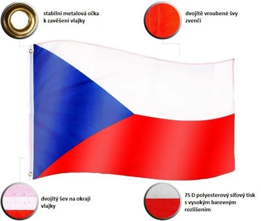 VLAJKA ČESKEJ REPUBLIKY ČESKÁ REPUBLIKA 120x80 CM PRE SŤAŽŇ ČESKEJ REPUBLIKY