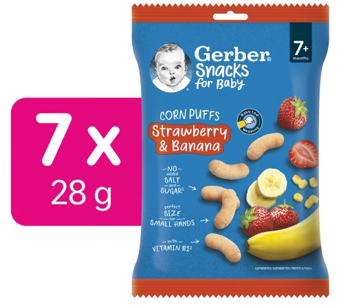 Gerber jahodovo-banánové kukuričné chrumky po 7 mesiacoch 28 g