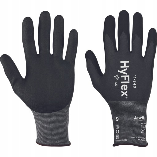 Bezšvové pracovné rukavice Precízne rukavice ANSELL HyFlex 11-840 veľkosť 8-M