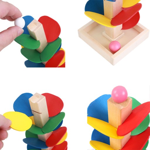 Náučný strom, drevené kocky, guľôčková dráha, Montessori guľôčková dráha