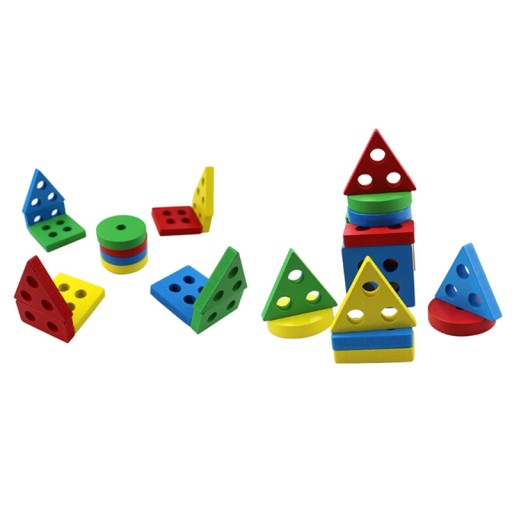 Drevená triedička, arkádové puzzle, 4 veže