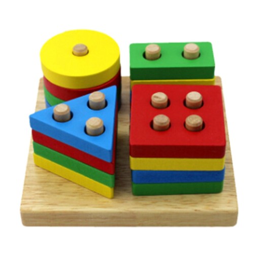 Drevená triedička, arkádové puzzle, 4 veže