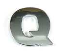 Q - PÍSMENA PÍSMENA ČÍSLA CHROME 3D NÁLEPKY ZNAK