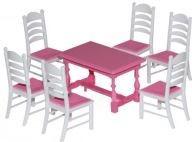 SET STOL + 6 STOLIČEK NÁBYTOK PRE BÁBIKU 54395