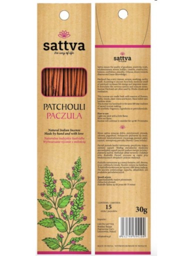 SATTVA CENSE PATCHOULI vonné tyčinky 30G PATCHOULI