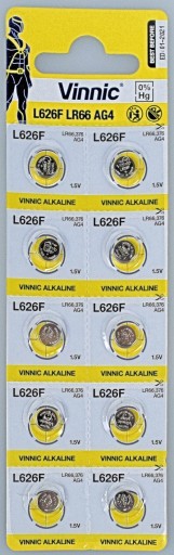 10x AG4 VINNIC ALKALICKÁ BATÉRIA 377 626 G4 LR66
