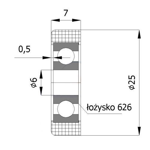 KOLESO Valček Plastový valček fi. 25 mm pre brány