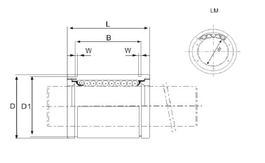 LM 12 UU Lineárne ložisko na 12 CNC hriadeli