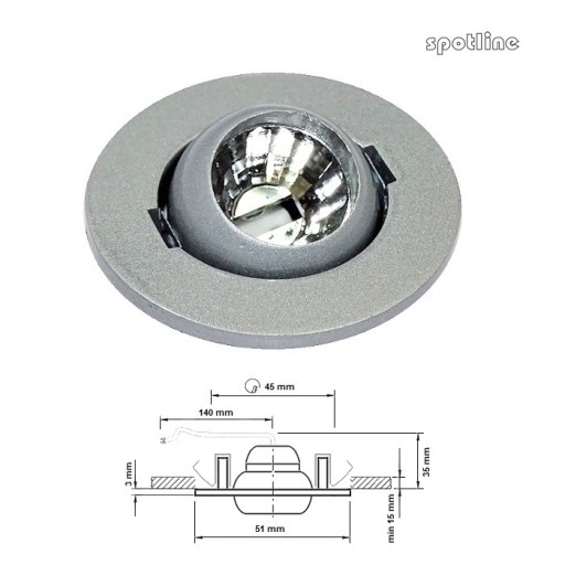 SPOTLINE MINI POHYBLIVÁ OČNÁ BUĽBA 12V G4 OCEL