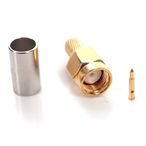 KRIMOVANÁ SMA ZÁSTRČKA RF5 H155 6mm PTFE/zlatá RÁDIO