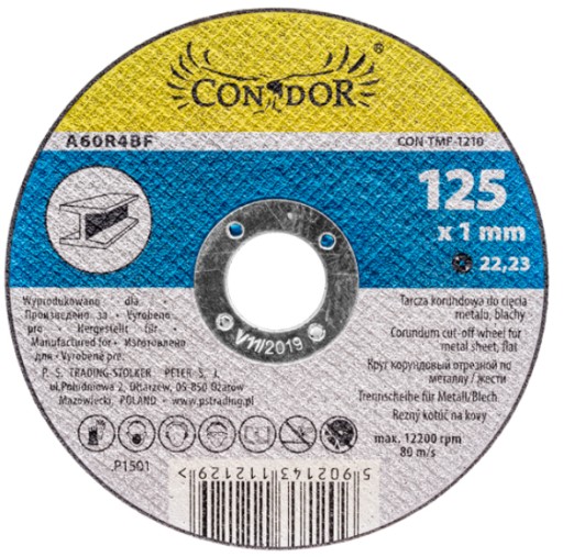 KORUNDOVÝ KOTOUČ NA REZANIE PLECHU 125x1,0mm
