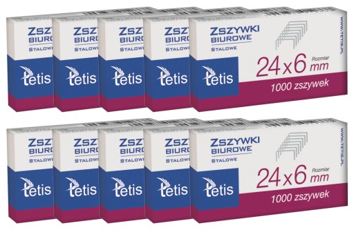 10x Kancelárske sponky 24/6 1000 ks. Tetis GZ101-A