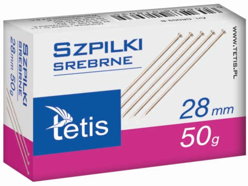 Dlhé strieborné oceľové špendlíky 28mm Tetis 50g