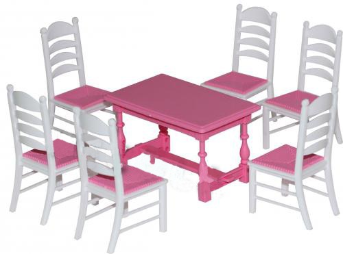 SET STOL + 6 STOLIČEK NÁBYTOK PRE BÁBIKU 54395
