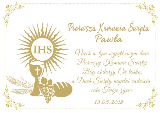 Oblátka na tortu Sväté prijímanie A4 Meno Dátum