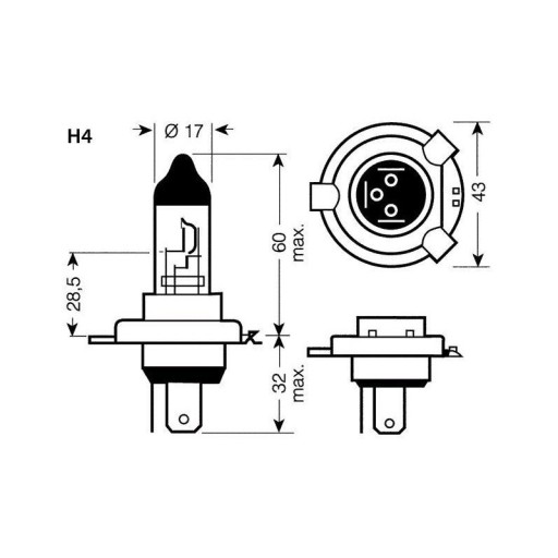 Halogénová žiarovka H4 P43t M-Tech 12V 60/55W