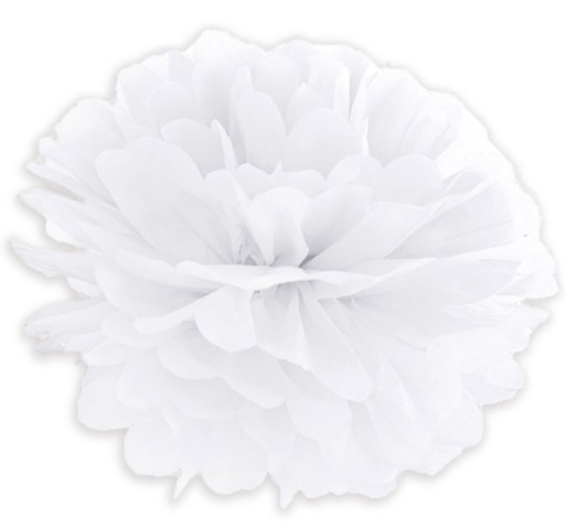 Papierová bambulka Guľa na ozdobu, biela, 50 cm