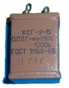 KONDENZÁTOR __ Strieborná sľuda __ KSG-2 __ 27nF 1000V