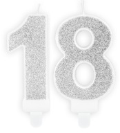 18. narodeniny Sviečky číslo 18, strieborné