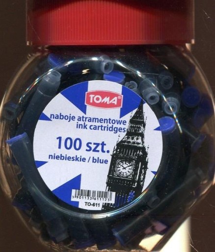 Modré atramentové perá 100 kusov Toma