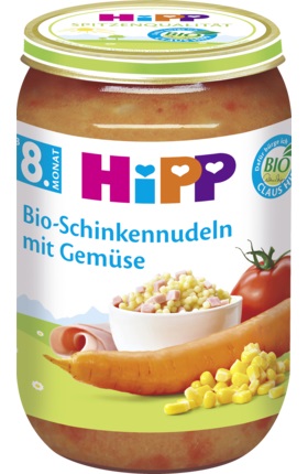 Hipp Bio večera Šunka so zeleninou a cestovinou 220g 8m