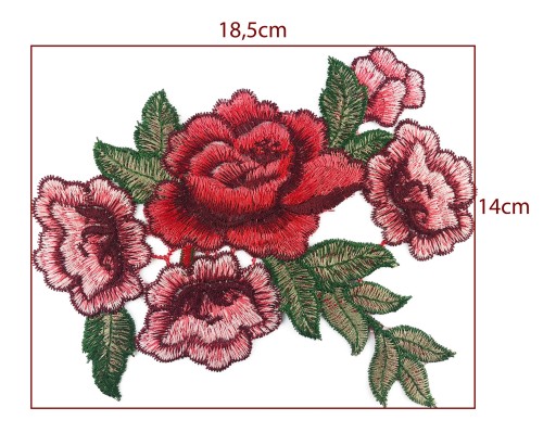Sada vyšívacích záplat s kvetmi ruží 18 cm - 2 kusy