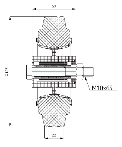 fi 125mm KOLIESKO Skrutka PLASTOVÁ A GUMOVÁ - 21T