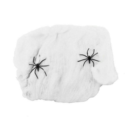 PAVUČINA NA HALLOWEENSKÉ SIEŤOVÉ OZDOBY OZDOBY UMELÉ BIELE + PAVÚKY 200G