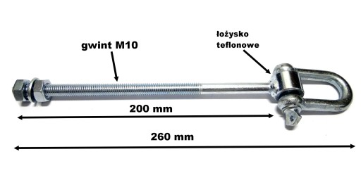 HÁKOVÁ MONTÁŽ HÝDANIA SO SHAKELOM M10x260 TEFLON!!