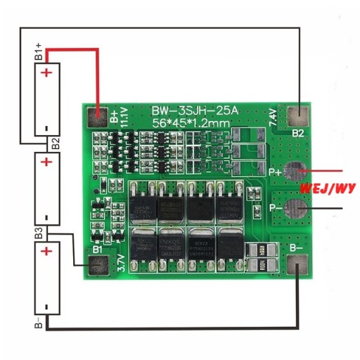 Balančná nabíjačka BMS 3S 25A 12,6 V Li-ion 18650