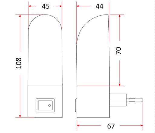 Nočná lampa Rum-Lux biela LN-05 LED 1W