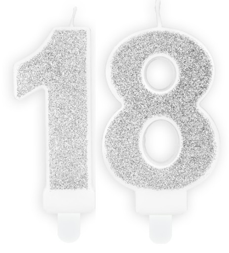 18. narodeniny Sviečky číslo 18, strieborné