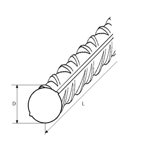 Rebrovaná oceľová kruhová tyč, priemer 6mm 500mm, 10 kusov
