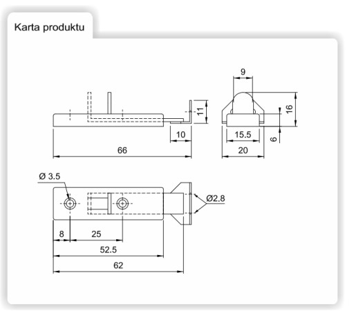 ROVNÁ ZÁMKA NA ZÁPADKU NÁBYTKU PRE NÁBYTOKOVÉ SKRINÍKY x6