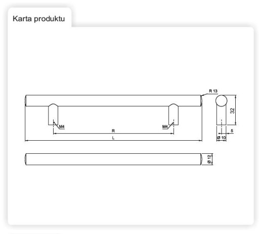 KĽÚČKA NÁBYTKOVÉHO ZÁBRADLIA 320MM brúsená OCEL
