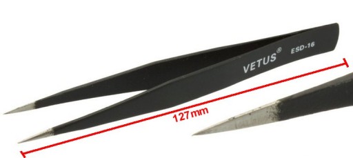Pinzeta, pinzeta, kovová pinzeta, ESD-16 SMD