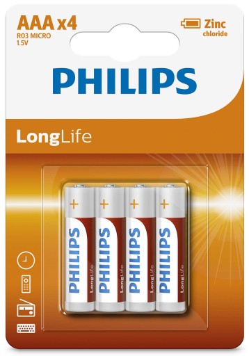 BATÉRIE PHILIPS R03/ AAA LONGLIFE - 4 KS
