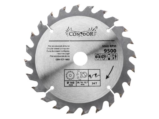 Pílový kotúč CONDOR Widia na drevo 160 mm. 24Z