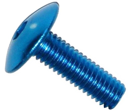 Plastová skrutka na kapotáž čelného skla hliníková modrá 6x20 mm