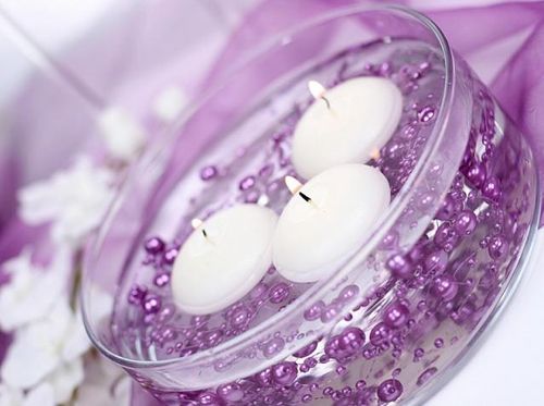 Sviečka plávajúca vresová sviečka fialová svadobná dekorácia Valentín 4cm