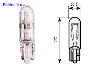 Žiarovka 12V 1,2W W2x4,6 MODRÁ ELTA x5ks