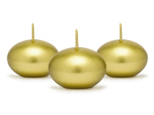 PLÁVAJÚCE SVIEČKY ZLATÉ dekoračné kotúče - 3 ks
