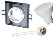 SET ČIERNE SKLENENÉ TVAROVKY + LED ŽIAROVKA GU10 10W