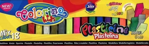 COLORINO PLASTICINE 18 FARIEB MIX Štvorcové