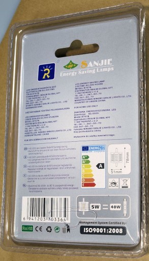 LED halogénová žiarovka R7S SLIM 5W 78mm teplá mini