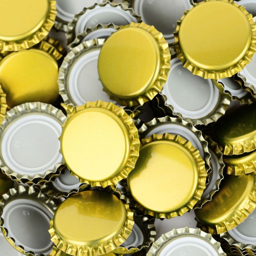 Zlaté uzávery na fľaše priemer 26mm, 50ks.